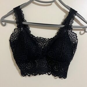 Sheer Lace Longline Bralette XSmall Padded Dark Fairy Coquette Festival Romantic